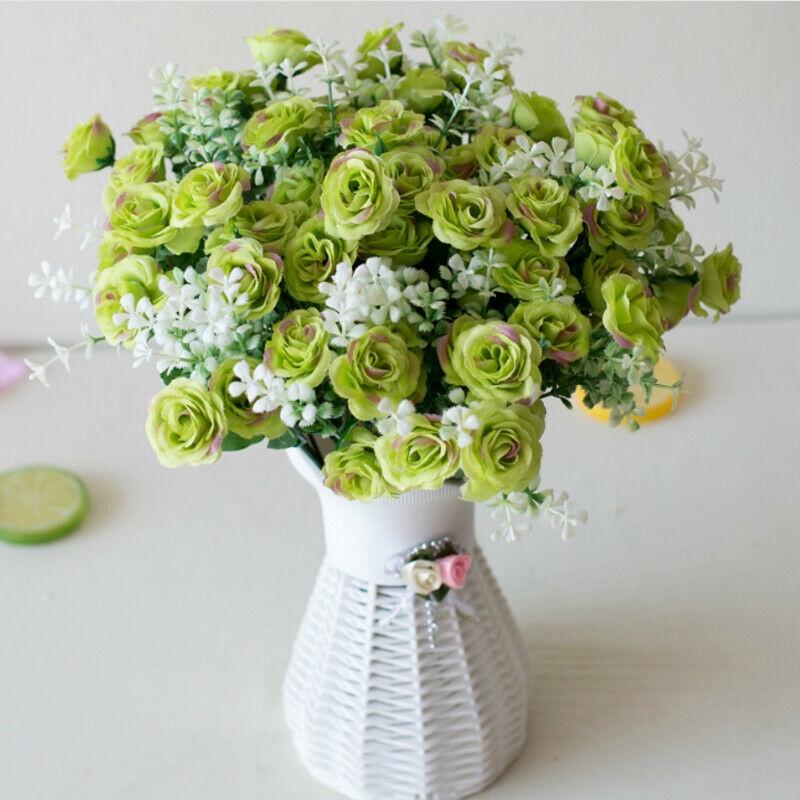 15head Rose Artificial Bouquet Silk Fake Flowers Wedding Party Decoration Home