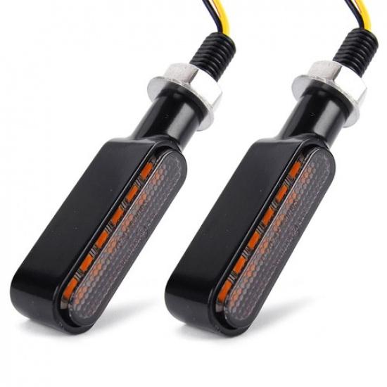 2pcs Universal Motorcycle Turn Signal Indicator Light M8 DRL Flowing Amber 12V