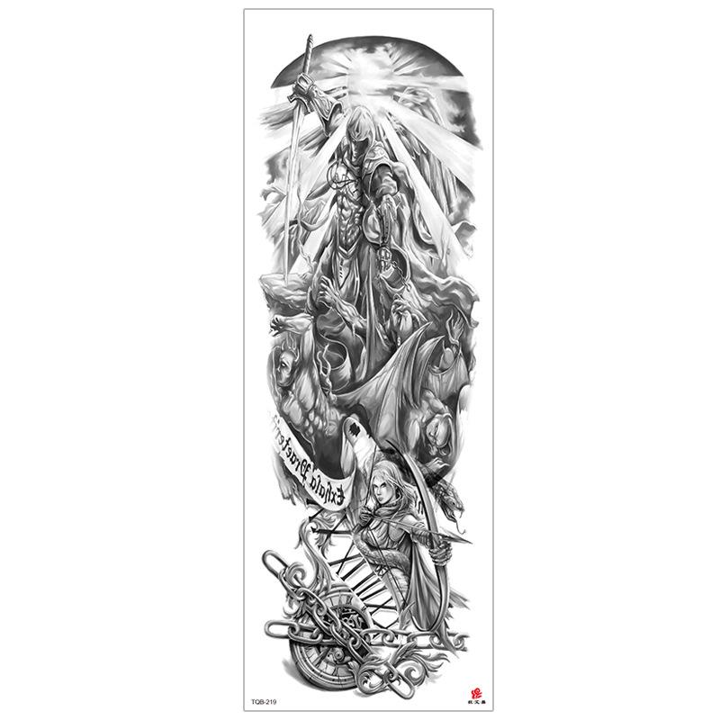New Waterproof Full Arm Tattoo Stickers – Large Floral & Lion Design, Cross-Style, Hot Selling
