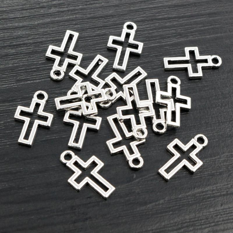 

40pcs Charms Hollow Lovely Cross 17x10mm Bronze Antique Silver Color Pendants DIY Making Findings Handmade Tibetan Jewelry античный серебряного