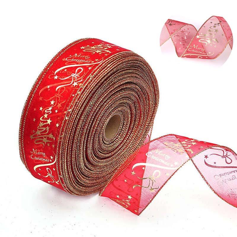 

Tree Decorative Printed Christmas 2M Ribbon Red Ribbon Tree Decorative 6.3cm * 2M