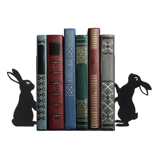 1 Pair Cute Cat-Shaped Bookends Decorative Wooden Book Stoppers for Shelves Desks Corner Shelf Organizer Adorable Home Office Decor Gift for Cat