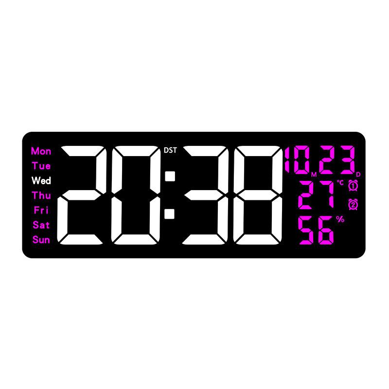 Modern Digital Wall Clock With Led Display And Temperature Humidity For Living Room And Office