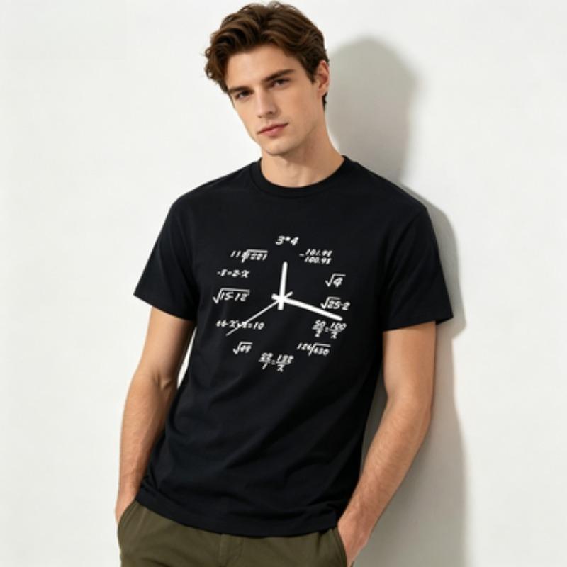 Unisexs Math Clock Tshirt Funny Equations Geek Graphic Tee Short Sleeve Top For Teachers Students Casual Summer Streetwear