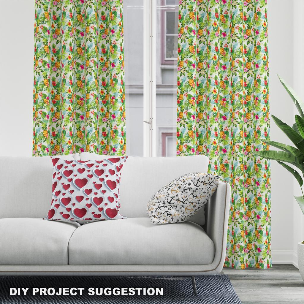 Royal Samt Stoff Polyester Zum Nähen - Motiv Blumen Ananas