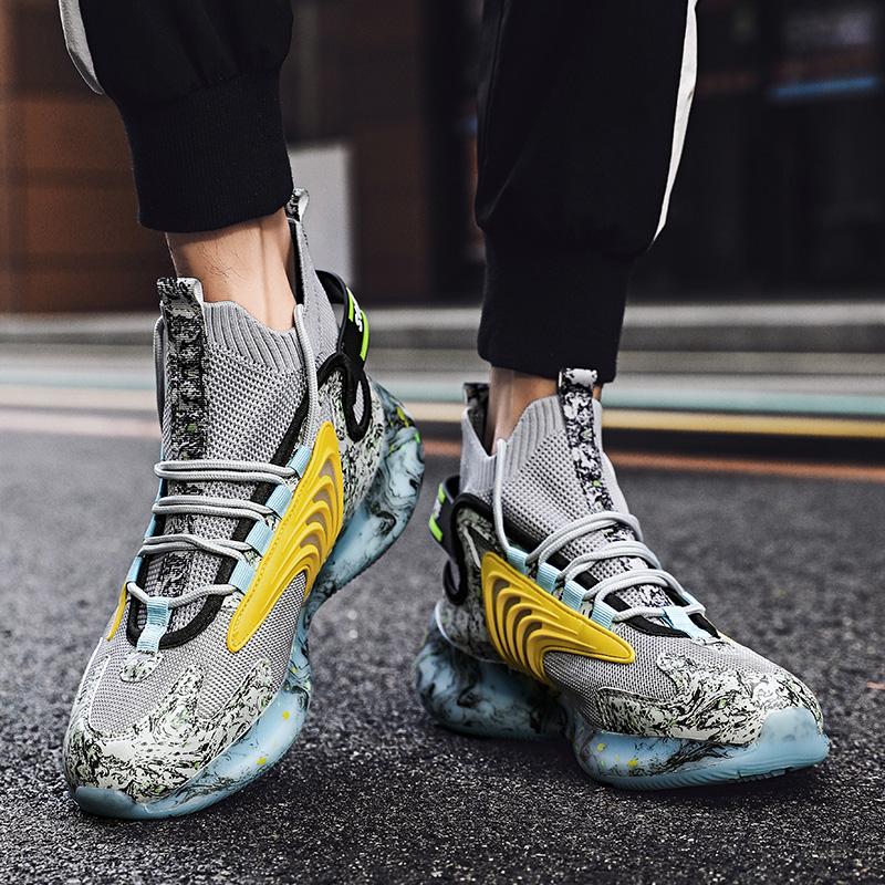 35-47 Scarpe da fitness sportive alte di grandi dimensioni traspiranti in tessuto volante estivo di tendenza moda unisex