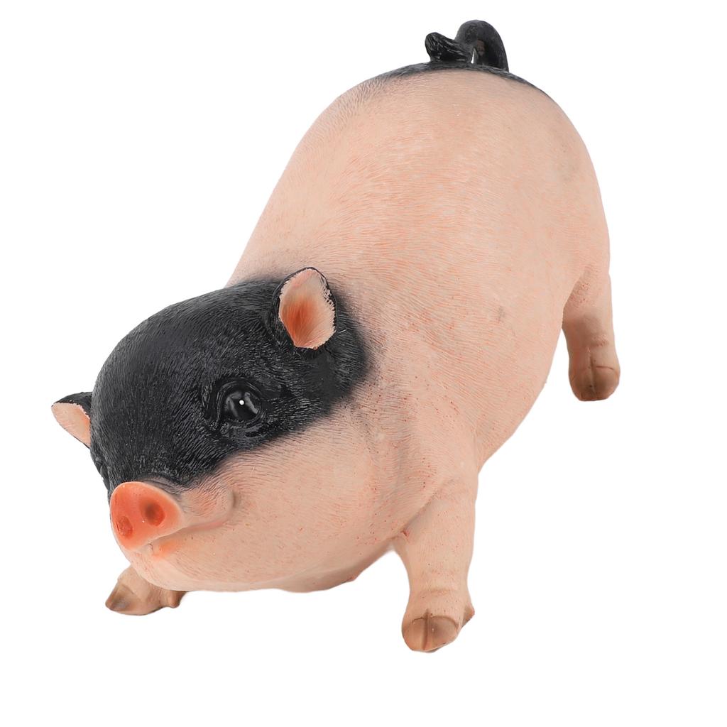 Pig Garden Statue 26CM Exquisite Lifelike Cute Pig Resin Figurine for Outdoor Indoor Decor Pot