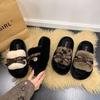 Thick-Bottomed Fluffy Slippers Women'S Outer Wear Belt Buckle Design Home Travel Versatile Lazy Drag