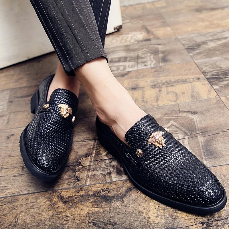 Schwarze Herrenschuhe Herren Loafer Leder Designer Spitzschuhe Brogues Business Herrenmode Markenschuhe für Herren