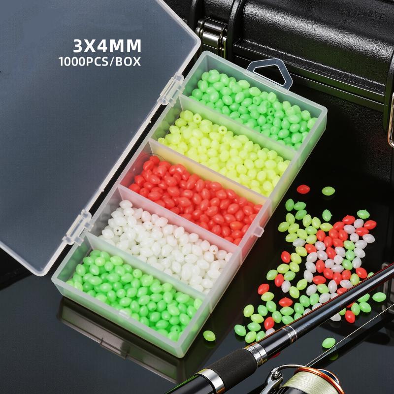 1000 szt. Luminous Fishing Space Beans Pudełko Okrągłe Kulkki Pływające Glow-In-The-Dark Stopery Koraliki do Przyponów Akcesoria do Wędkowania