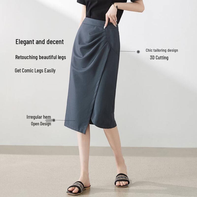 Elegant Asymmetrical Hip-Wrap Midi Skirt