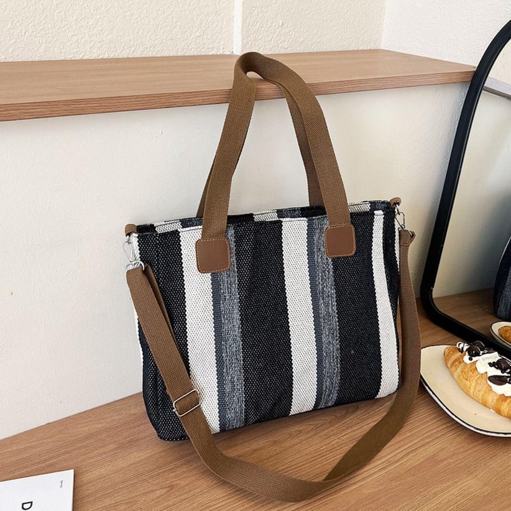 Velkokapacitní Stripe Tote Bag Nákupní taška Crossbody Tašky Nové dámské tašky