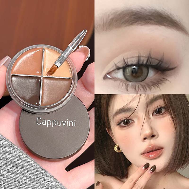 Waterdichte Zweetbestendige Natuurlijke Oogschaduw Eyeliner Crème met Kwast Gerookt Paars Zijderups Onderste Oog Schaduw Ogen Verhelderende Make-up