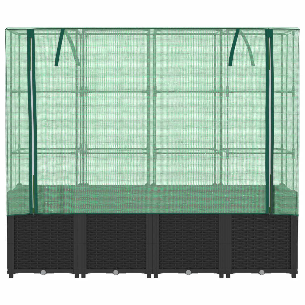 Vidaxl Raised Planter With Greenhouse, Rattan Look, 160X40X153 Cm
