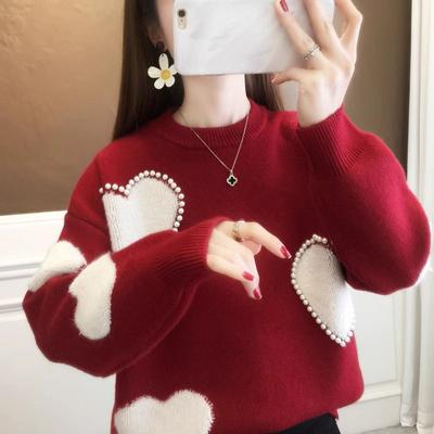 College-Stil dicker Strickpullover für Herbst und Winter DamenbekleidungKoreanisches locker sitzendes Innenhemd