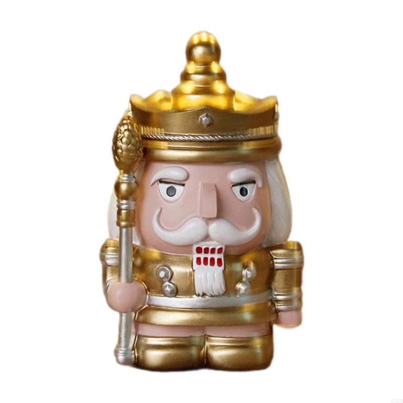 62KD Decorative Nutcrackers Figure Coin Banks Resins Christmas Figurine for Saving and Seasonal Cheer