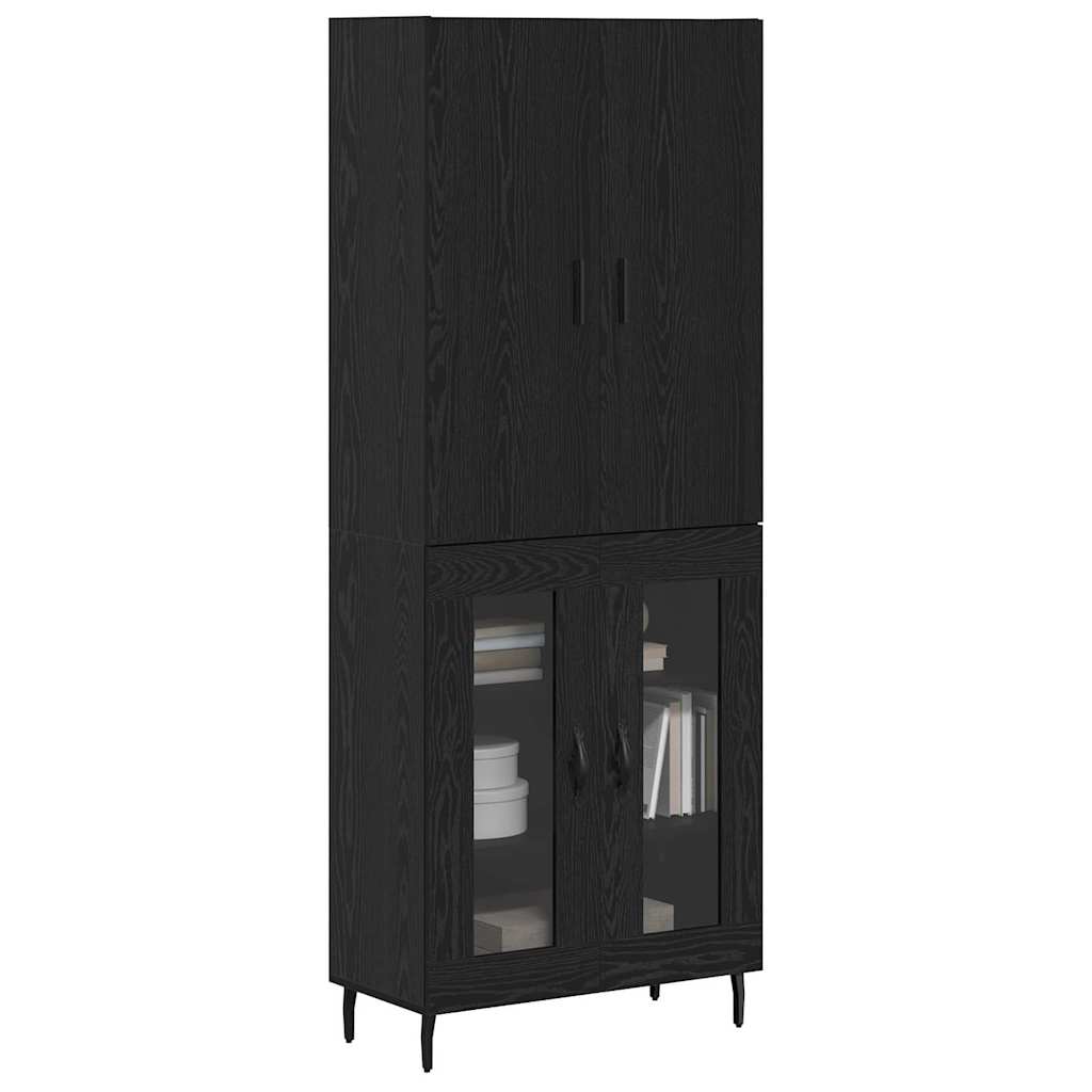 Highboard Set of 2 Pcs Artisan Oak Engineered Wood and Glass