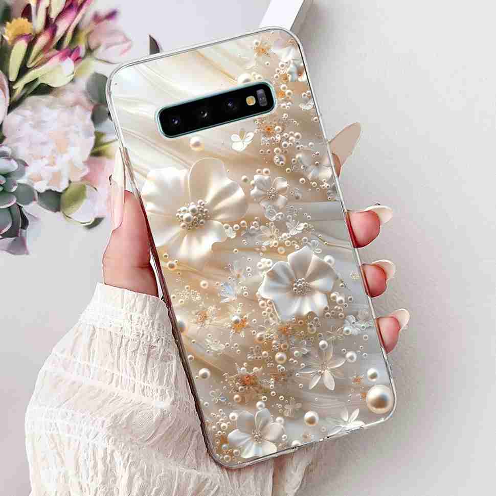 For Samsung Galaxy S10+ Case Fashion Design Soft Silicone TPU Back Cover For Samsung s10+ S10 Plus Butterfly Rose Phone Shell