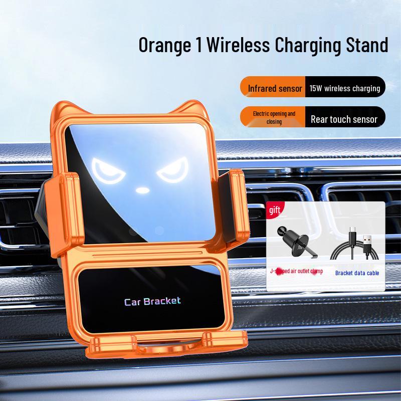 

New Foldable Smart Car Phone Holder with 15W Wireless Charging & Navigation Feature помаранчевий