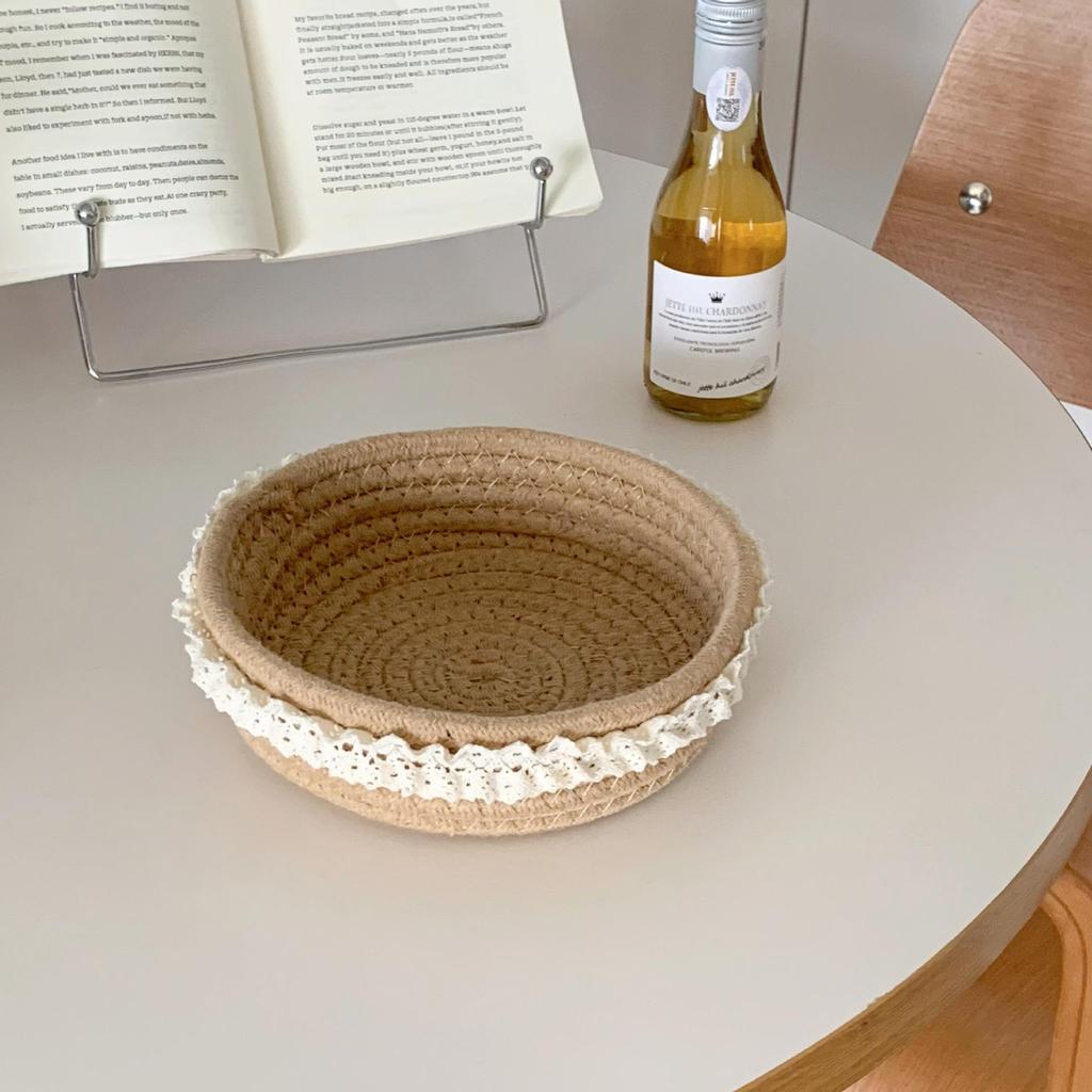 Retro Woven Multifunctional Storage Basket for Household, Living Room, Desktop, and Cosmetics