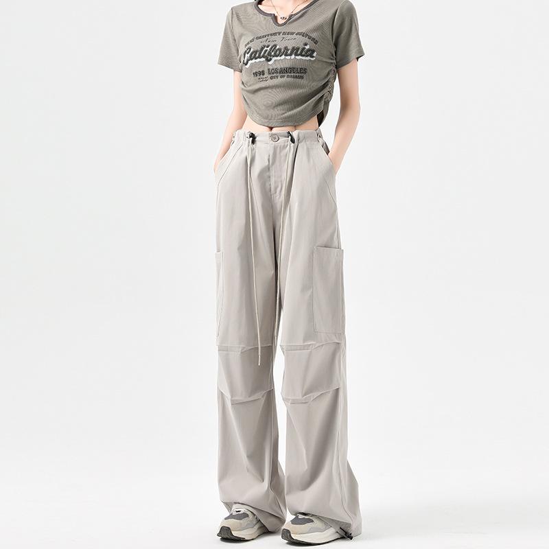Women's High-Waist Velvet-Lined Wide-Leg Climbing Pants - Autumn/Winter 2025 American Style