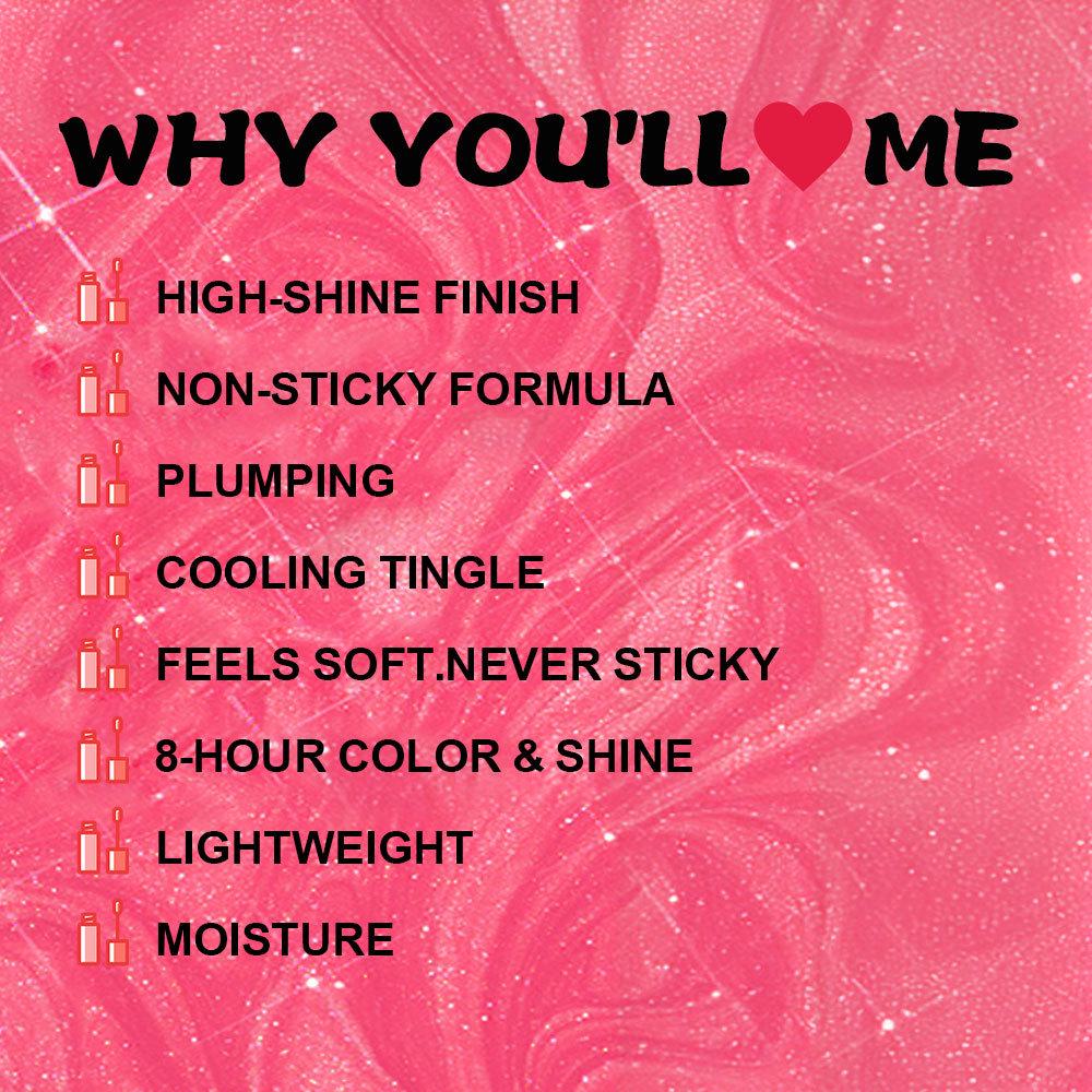 Border-Free Clear Mirror Lip Gloss/Lip Jelly - Non-Stick, Long-Lasting, Plumping Gloss.