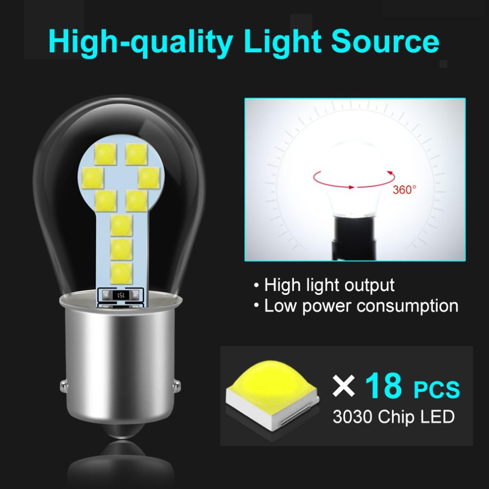 1156 BA15S P21W Led 1157 BAY15D P21/5W Led Bulbs Ampoule R5W R10W 18SMD 800LM Car Fog Lights DRL Turn Signal Lamp 12V White Bulbs 7