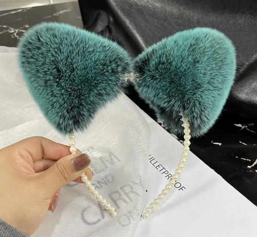 

Гумка для волосся Face Wash Hair Real Rex Rabbit Hair Cat Ear Gum Net Red Hair Band Мила плюшева батьківська дитина Головний убір Заколка для волосся дівчина