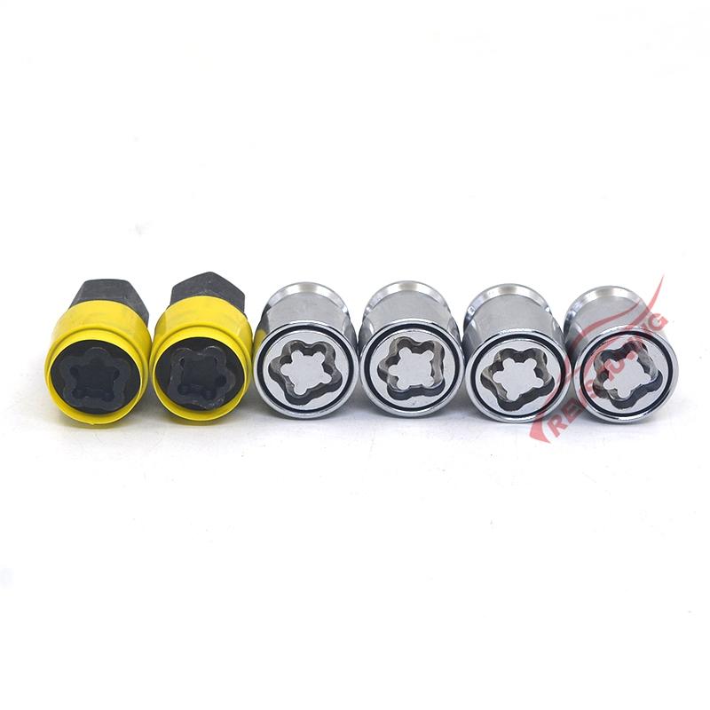 4PC 1/2 CHROME STEEL ACORN LUG NUT LOCK SET W/ 2 KEYS FOR FORD LNCOLN