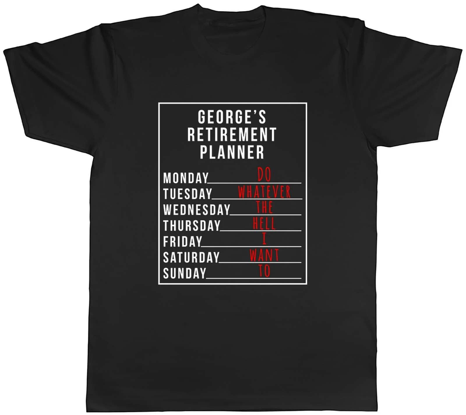 Personalised Retired Retirement Planner Mens Unisex T-Shirt Tee Gift XL