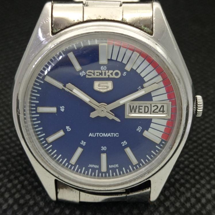 GEBRAUCHTE VINTAGE SEIKO 5 AUTOMATIK 6309A JAPAN HERREN D/D BLAU UHR 608g-a316342-9 SKU608g-a316342