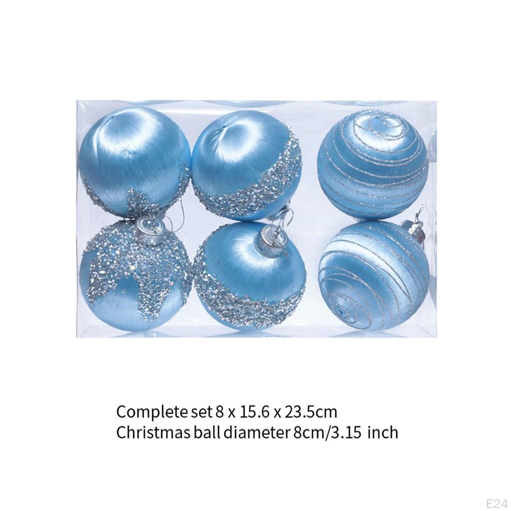 6Pcs Christmas Ball Ornaments Hanging Shatterproof Balls Decorative Bauble for
