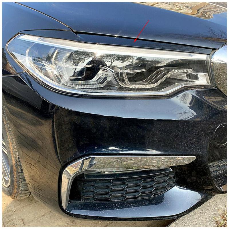 1 Pair Gloss Black Car Front Headlight Eyebrow Eyelid Cover Trim Fit for BMW 5 Series G30 M5 F90 2017 2018   ABS