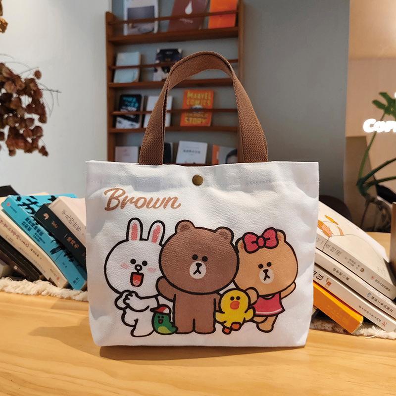 Canvas Tote Bag Cute Storage Bag Large Capacity Mini Handbags Portable Cartoon Print Lunch Bag
