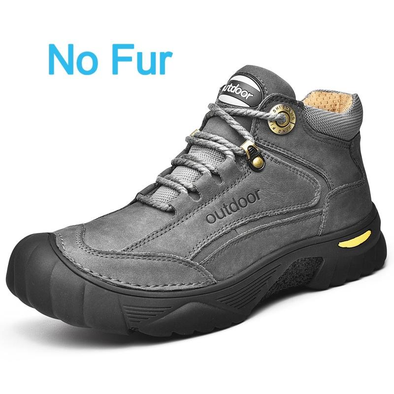 Fashion Luxury Brand Men Winter Outdoor Thick Bottom Sneaker Plush Warm Genuine Leather Walking Shoe Comfort Non-Slip Casual Hiking Shoe