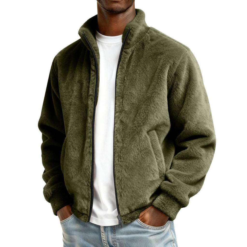 Men's Winter Solid Color Zipper Jacket Men's Casual Fashion Cardigan