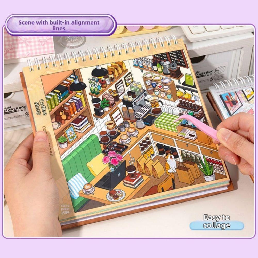 Shop Scene Sticker Book 10 Scenes 33 Sheets Miniature Scene Sticker Scenery Stickers  Children Toy