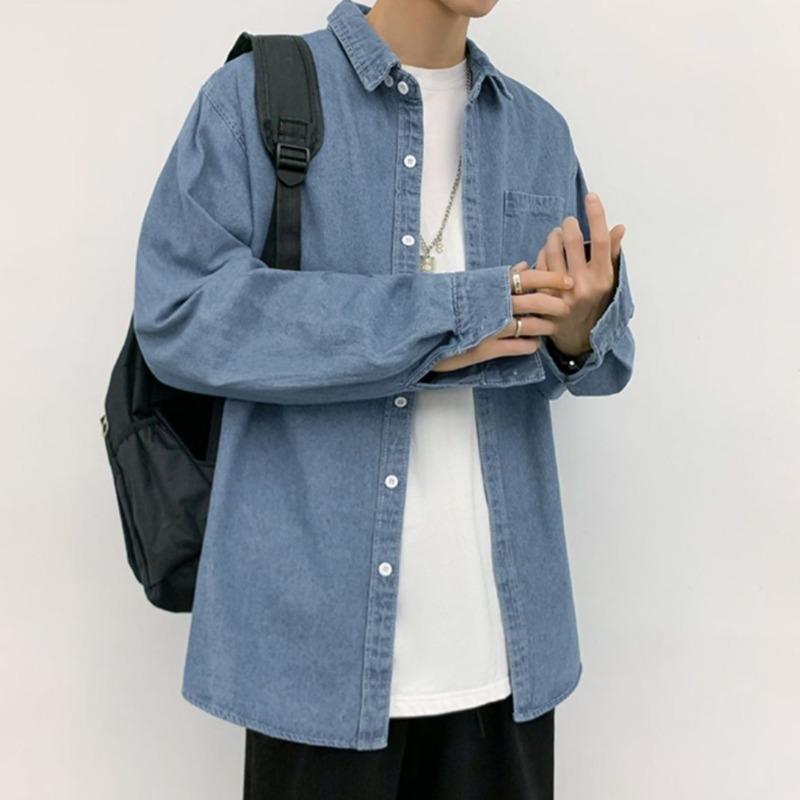 Spring New Men's Loose Long Sleeve Casual Classic Shirt Jacket