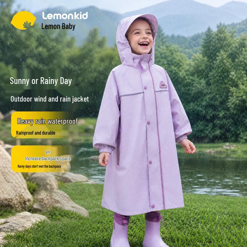 Kids' Waterproof Raincoat with Schoolbag Cover