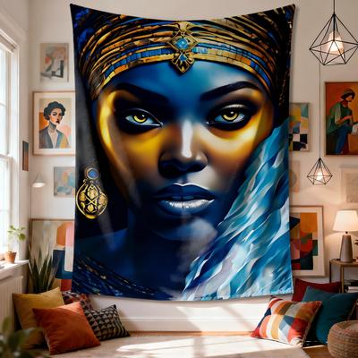Figure With Ornate Headpiece Digital Printing Polyester Wall Tapestry Suitable For Use Living Rooms Bedrooms Offices Bars Party