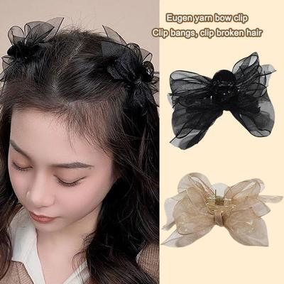 2 Stück Schwarz Matt Schleife Netz Haarspange Spitze Schleife Kleine Haarnadel Bobby Accessoires Prinzessin Korea L4A8