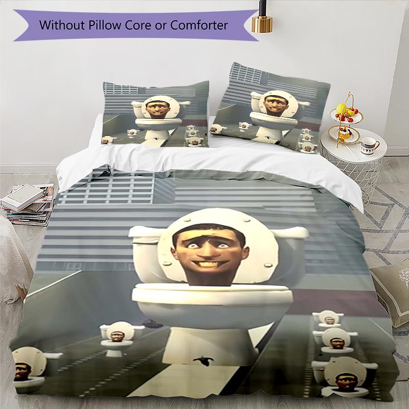 3pcs Skibidi Toilet Multiverse2 Design Cover Set - HD Printed Bedding with 1 Cover and 2 Pillowcases - Perfect for Home and Dorm Decor