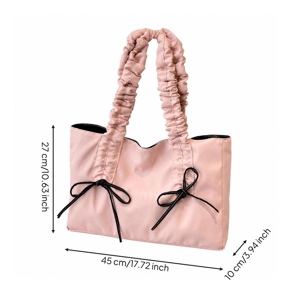 Large Rectangular Tote Handbag Medium Firmness Nylon with Polyester Lining Lightweight Purse