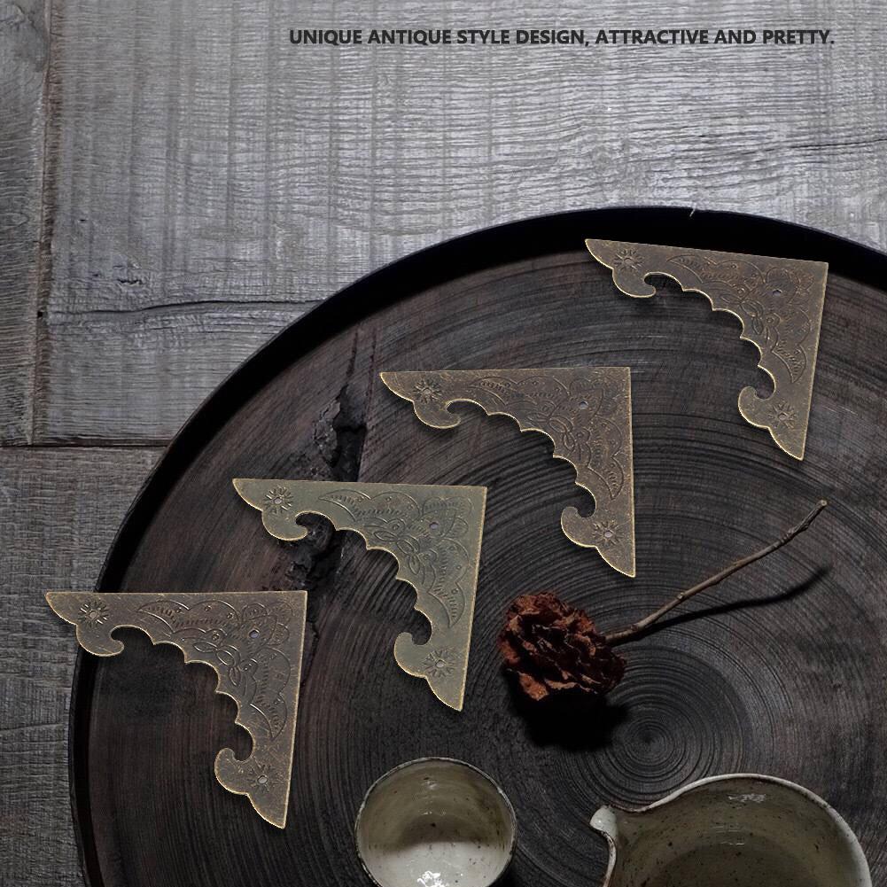 12 buc Cutie Lemn Cutie Cadou Bijuterii Protecții Decorative de Colț Bronz Acoperire Margine Protecție S