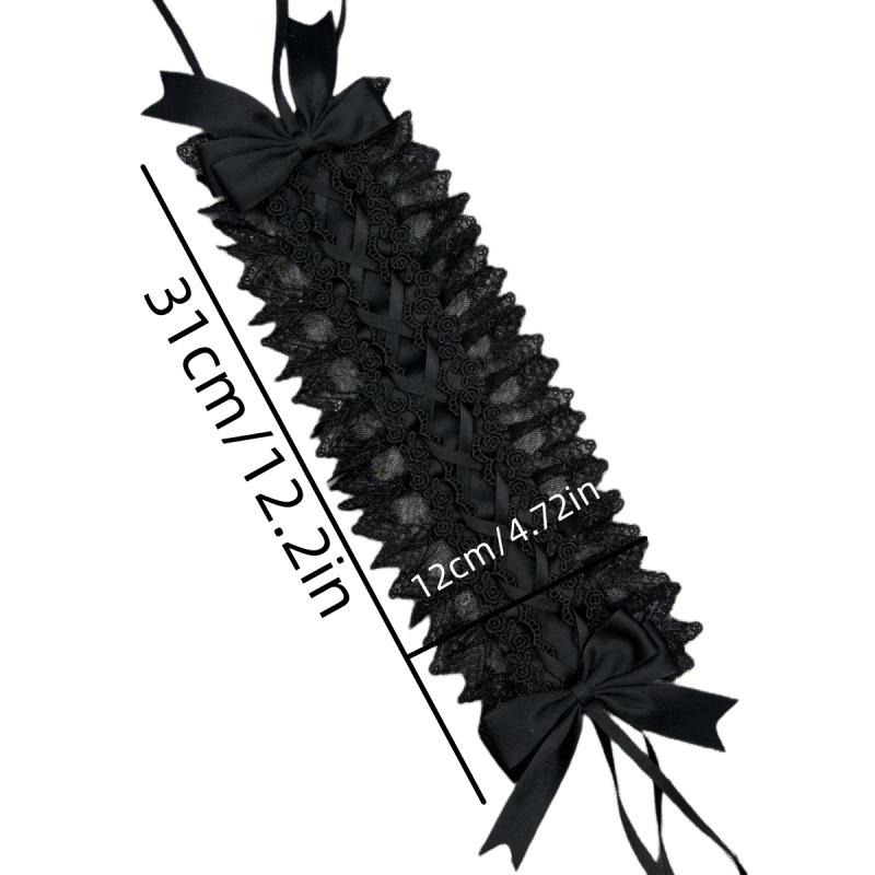 Gothic Lolita Spitzen Schleifen Stirnband - Schwarz Rot Dienstmädchen Haaraccessoire