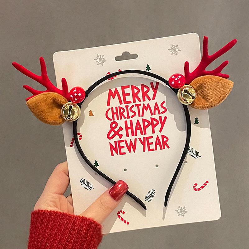 Mori Style Reindeer Antler Headband & Clips - Festive Red Hair Accessories for Women and Children