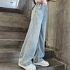 Sommer Mädchen Mittelschule Mode Lose Einfarbig Kleine Liebe Jeans Freizeithosen Weite Beinhosen 4-10 Jahre Alt