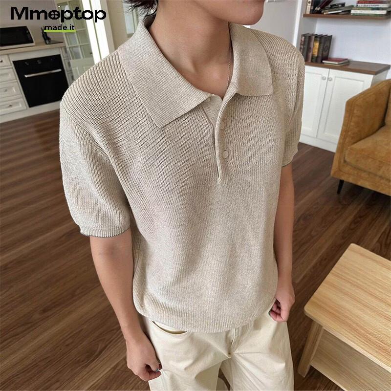 MMOPTOP Men s Linen Blend Knitted Polo T-Shirt XL