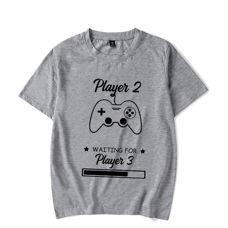 Couple Matching T-Shirt Funny Game Player Shirts Short Sleeve Loose Women Men Tshirt Pregnancy Announcement Tops