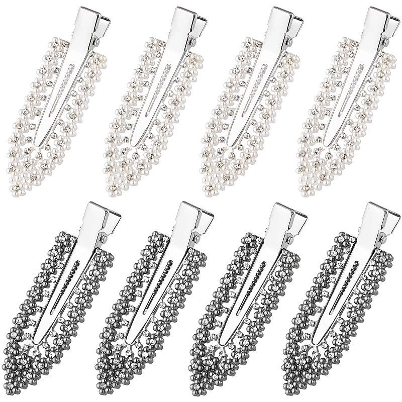 Geometric Metal Hair Side Clip Seamless Women Hairpins Plastic Rhinestone Leaf Hair Clips Solid Romantic Party Hair Decorations
